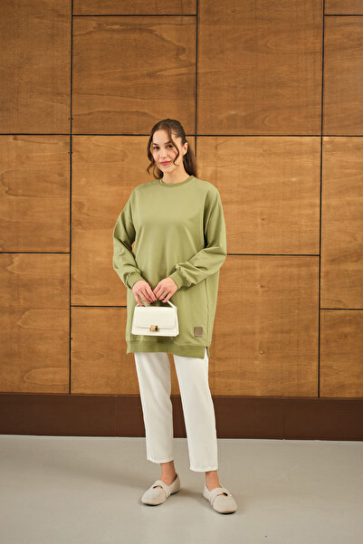 LOCCO Pistachio Green Loose Tunic - Women's Crest Detail