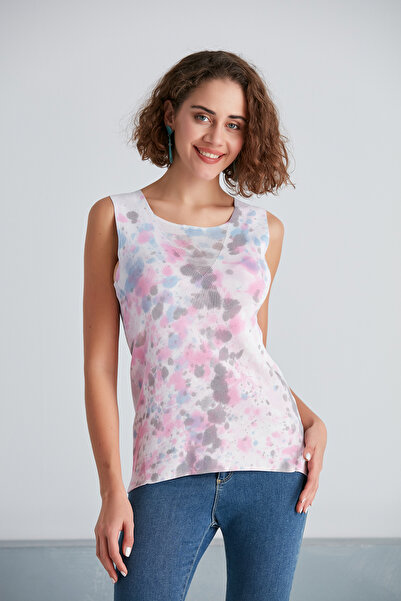 MAMAYAGA Bluză sport cu design elegant, cu model Tie-Dye, cu decolteu, ultra ...