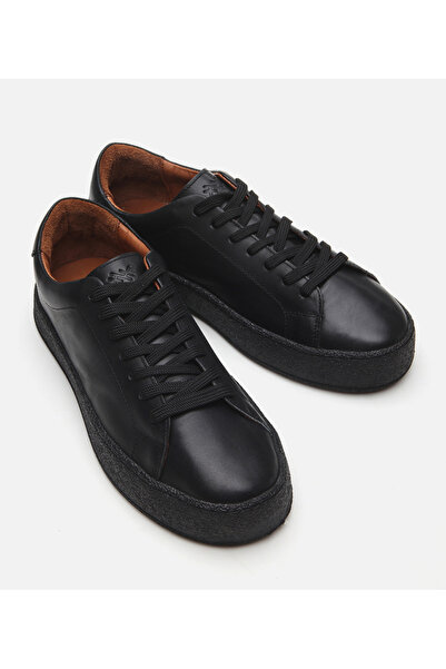Hotiç Men's Leather Black Casual Shoes
