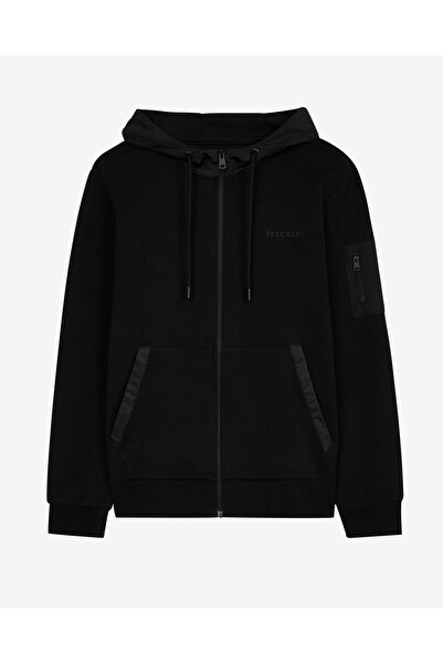SKECHERS M 2XI-Lock Woven Detailed FZ Sweatshirt Erkek Siyah Sweatshirt S222205-001