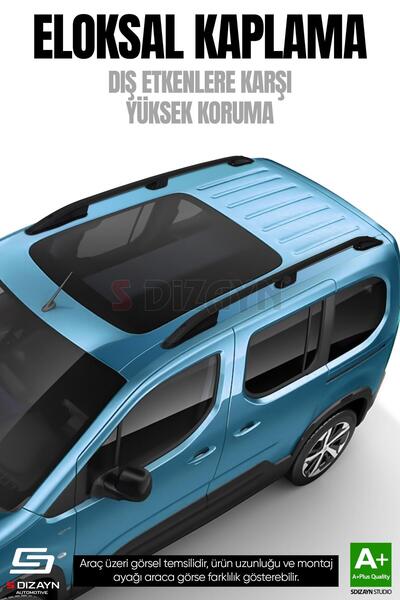 S Dizayn S-Dizayn Peugeot Rifter Kısa Şase Aluminyum Siyah Tavan Çıtası 2019 Üzeri A+ Kalite PE-RF1-KS-STV-SY