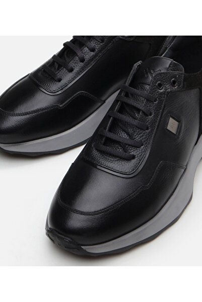Hotiç Men's Leather Black Sports Shoes