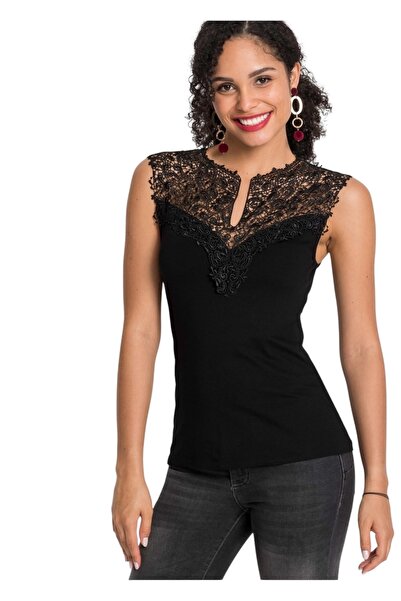 MAMAYAGA Γυναικεία δαντέλα Brode με κορδόνια με λαιμόκοψη V αμάνικη κομψή βισ...