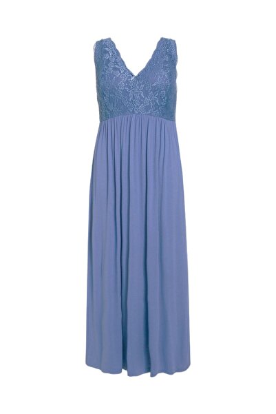 MAMAYAGA Жіноча мереживна сукня на бретельках, блакитна, елегантна, довга, великий розмір, віскозна нічна сукня