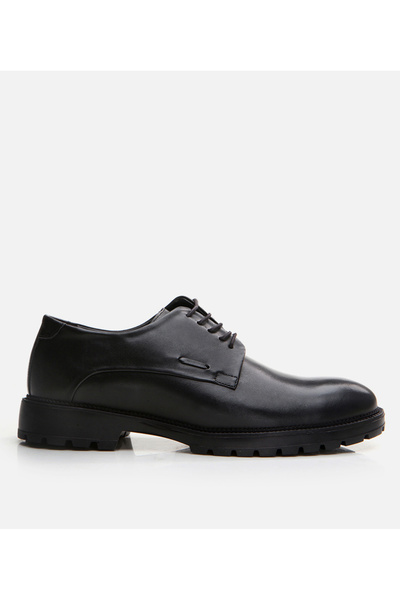 Hotiç Men's Leather Black Casual Shoes