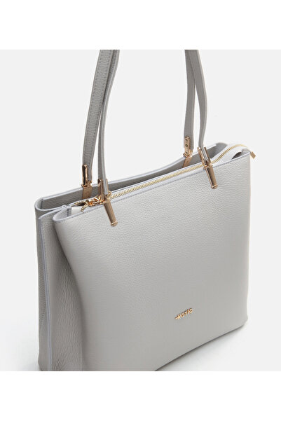 Hotiç Gray Genuine Leather Women's Bag