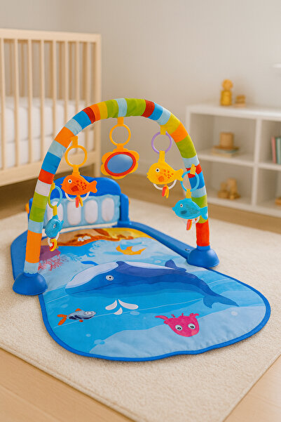 hak-iş oyuncak Piyanolu Balina Oyun Halısı – 0+ Ay, Işıklı ve Müzikli Gelişim Matı