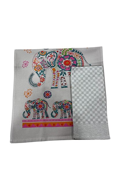 LaraLisa Collection 2'li Mutfak Peçetesi %100 Pamuk Dokuma Desenli ve Baskılı 40 x 60 Mutfak Havlu Seti