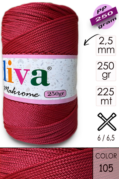 Diva İplik Поліп Макроме 250 г 105 Червоний