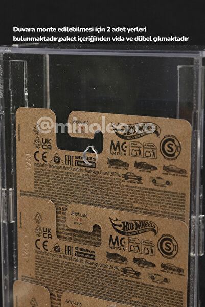 Minoleo Kapaklı Pleksi Hot Wheels Diecast Araba Premium Geniş Kartonetleri İle Dikey Araç Sergileme Rafı