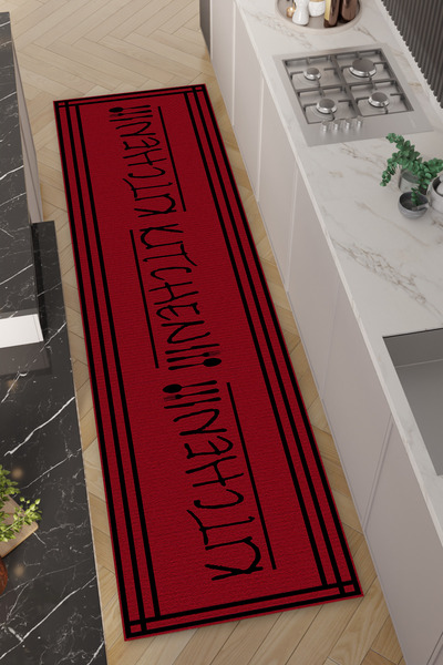 HalıOnline Dijital Baskılı Makinede Yıkanabilir Antialerjik Kaymaz Leke Tutmaz Salon Mutfak Halısı ve Yolluk