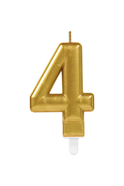 EFE PASTACILIK Gold Renkli Rakamlı Doğum Günü Pastası Yaş Mumu – 4 Yaş