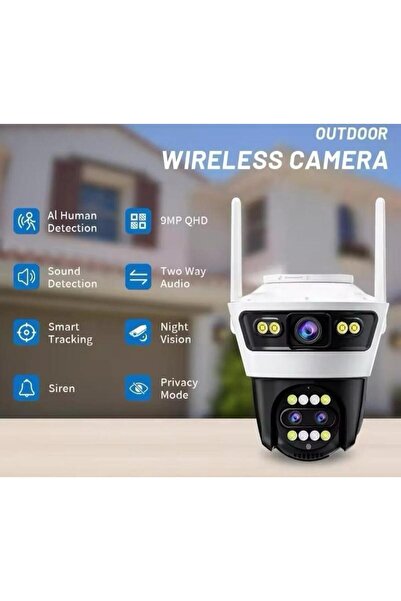Enshall 6MP 6K ULTRA HD 3 Lensli 8XZOOM Dış Mekan Gece Görüşlü Akıllı Ip Güvenlik Kamerası