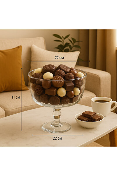 Generic A Glass Serving Dish With A Base For Sweets, Fruits And Nuts, Multi-Use, Size 22*11*22 Cm