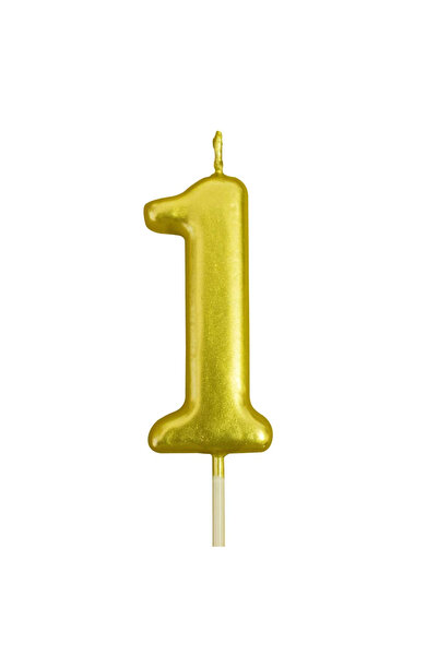 EFE PASTACILIK Gold Renkli Rakamlı Doğum Günü Pastası Yaş Mumu – 1 Yaş