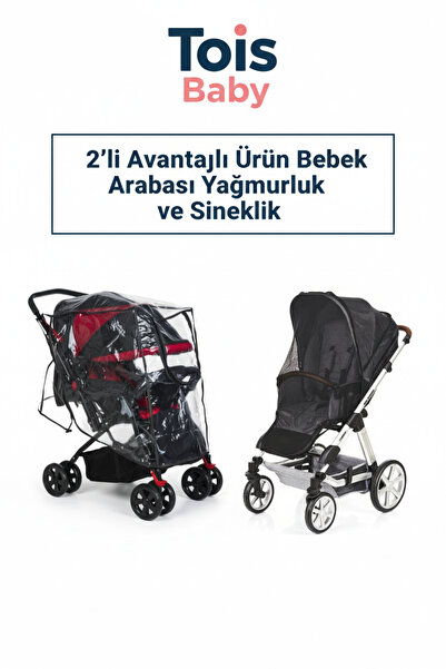 Tois Baby Lastikli Bebek Arabası Yağmurluk + Puset Sineliği (Siyah)