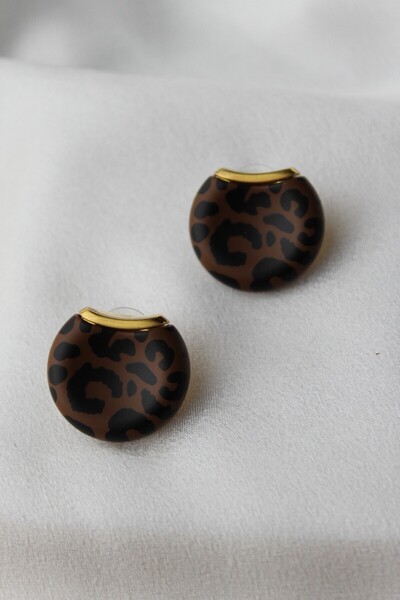 Nenya Leopard Patterned Button Model Earrings