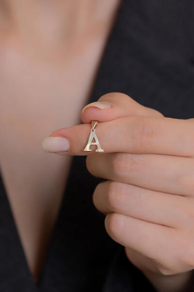 Bayar Gold 14 Ayar Altın A Harf Sade Kolye Ucu