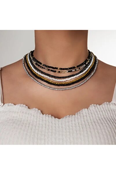 by Natalie مجموعة من 7 قطع من خرز الرمل، مجموعة قلادة نسائية