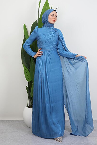 GİYZAMİLA İlkin Yoryo Evening Dress Indigo