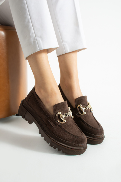 Yula Fashion Shoes Tokalı Süet Acı Kahve Günlük Loafer