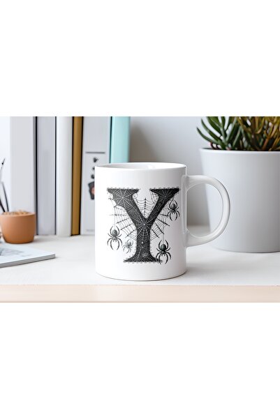 Beramussa Letter Y Spider and Spider Webs Design Mug Cup - Spider Themed Hall...