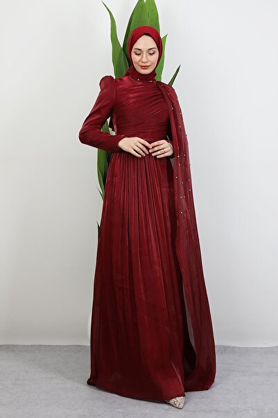 GİYZAMİLA Βραδινό φόρεμα İlkin Yoryo Βουργουνδίας