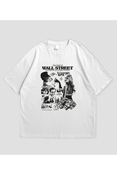 SVART WEAR تي شيرت كبير الحجم مطبوع عليه ذئب وول ستريت