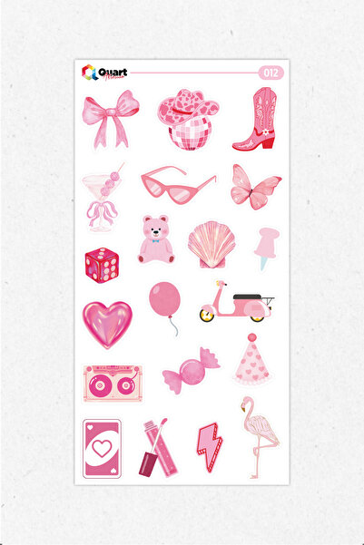 Quart Aksesuar Set de autocolante cu tematică roz 012 Agenda Bullet Journal S...