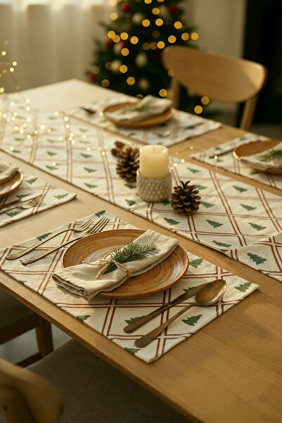 viki concept Christmas Themed Table Set – 6-Piece American Service Set + 1 Ru...
