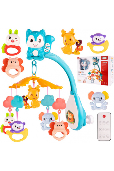 MalPlay Musical crib carousel with Projector, Remote Control, 360 rotation, and five pendants included