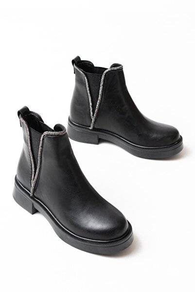 Rainon Store Where Elegance Meets Comfort: Stone Detailed Elastic Casual Women's Boots – Black Color Sparkle