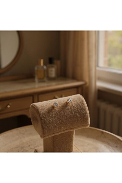 POKAK Alerji Yapmayan Kübik Tek Taş Zirkon Taurus Virgo Lobe İmpuria Çelik Küpe-4 MM