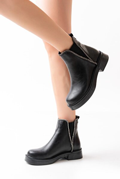 Rainon Store Where Elegance Meets Comfort: Stone Detailed Elastic Casual Women's Boots – Black Color Sparkle