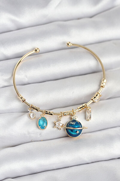 callerrons accessories سوار نسائي من النحاس باللون الذهبي من Planet Charm - E...