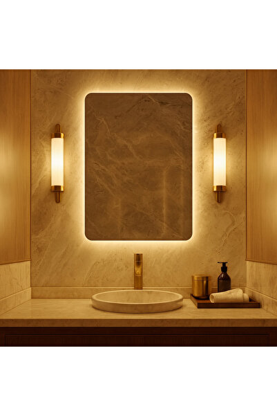 Aypars Atölye Aurora Frame – LED Işıklı Dikdörtgen Duvar Ayna (Çerçevesiz, Mo...