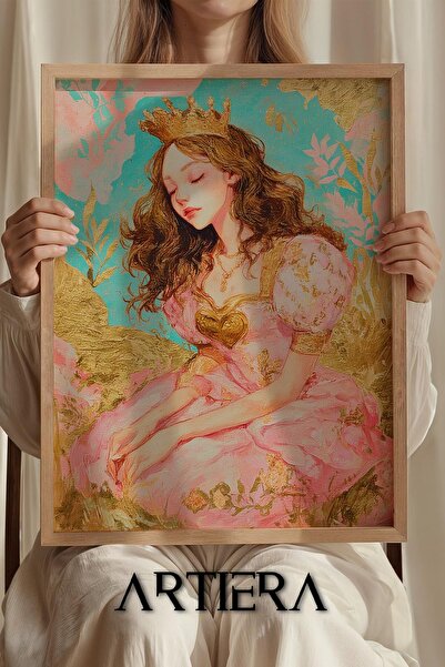 Artiera Ξύλινος πίνακας διακόσμησης δωματίου για κορίτσια Princess Dream Gold...