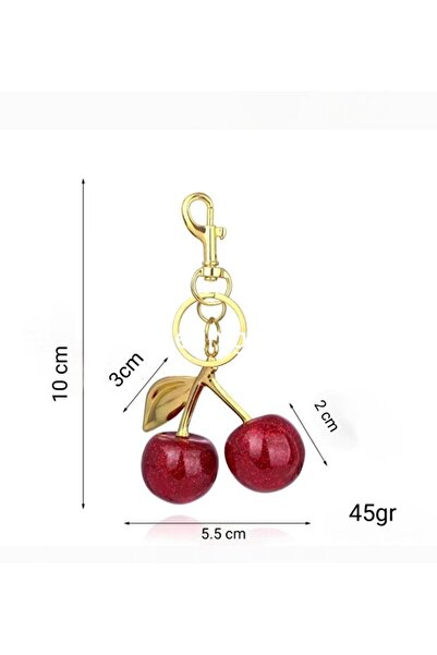 safestore Glitter Cherry Gold Detailed Red Viral Bag Charm Bag Ornament / Keychain