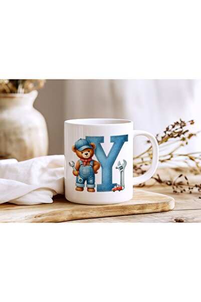 Beramussa Letter Y Repairman Teddy Bear Figured Mug - Alphabet Letter Design ...