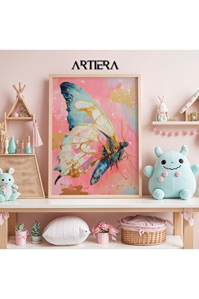 Artiera Princess Dream Shiny Winged Butterfly Girl's Room Wooden Painting