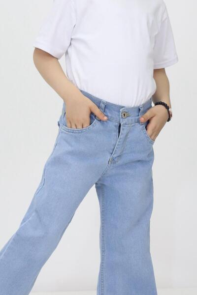 BeModal Kız Çocuk Kot Pantolon Düz Model Açık Mavi-Lacivert Jeans (2 ADET-2 RENK)