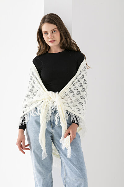 Cebe Triangular Openwork Tassel Shoulder Shawl – Women's Shawl & Elegant Shoulder Accessory