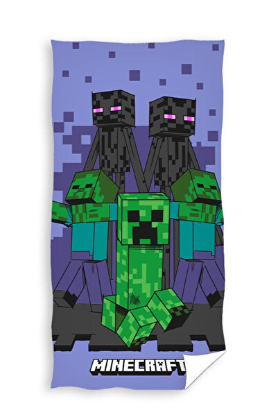MINECRAFT Purple bath towel, beach towel 70x140cm