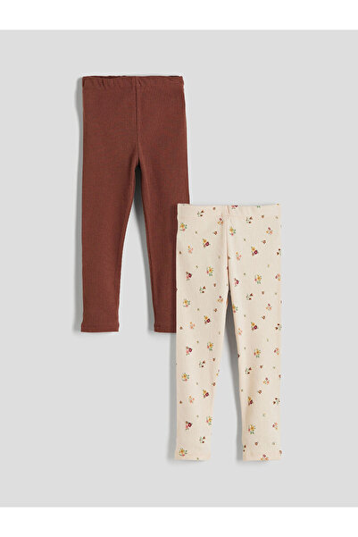 LC Waikiki Κολάν για κορίτσια LCW Καφέ με ελαστική μέση, συσκευασία 2 τεμαχίων