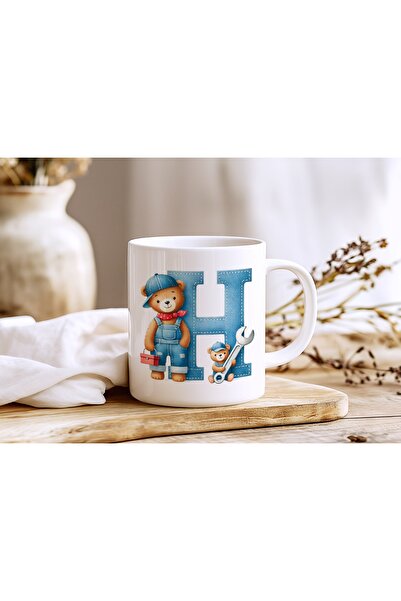 Beramussa Letter H Repairman Teddy Bear Figured Mug - Alphabet Letter Design ...