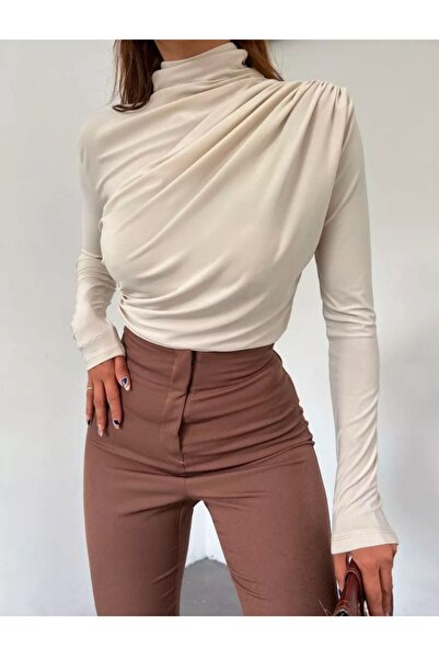 SEVENLINE Γυναικεία μπλούζα με μακριά μανίκια ψηλός λαιμός ντραπέ – Κομψή και μοντέρνα κομψότητα