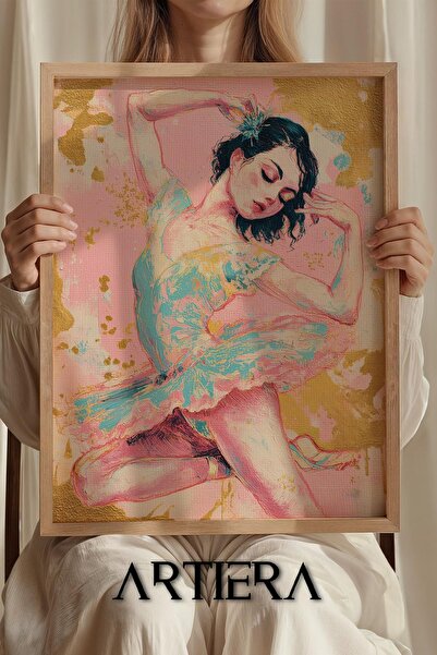 Artiera Ξύλινος πίνακας για παιδικό δωμάτιο με κορίτσια μπαλαρίνες με μπλε το...