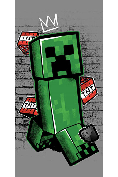 MINECRAFT Πετσέτα μπάνιου Metro Art Creeper, πετσέτα παραλίας 70x140cm