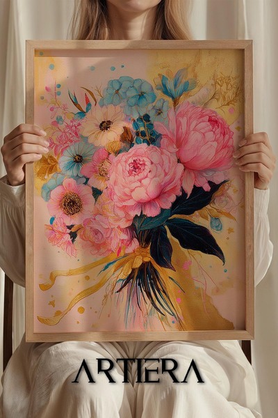 Artiera Ξύλινος πίνακας για κοριτσίστικο δωμάτιο Princess Dream Golden Textur...