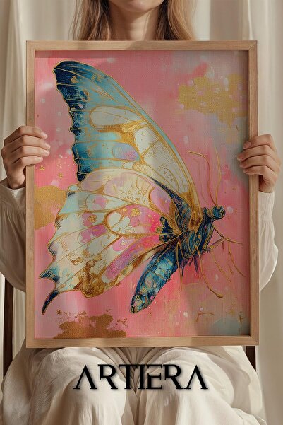 Artiera Princess Dream Shiny Winged Butterfly Girl's Room Wooden Painting